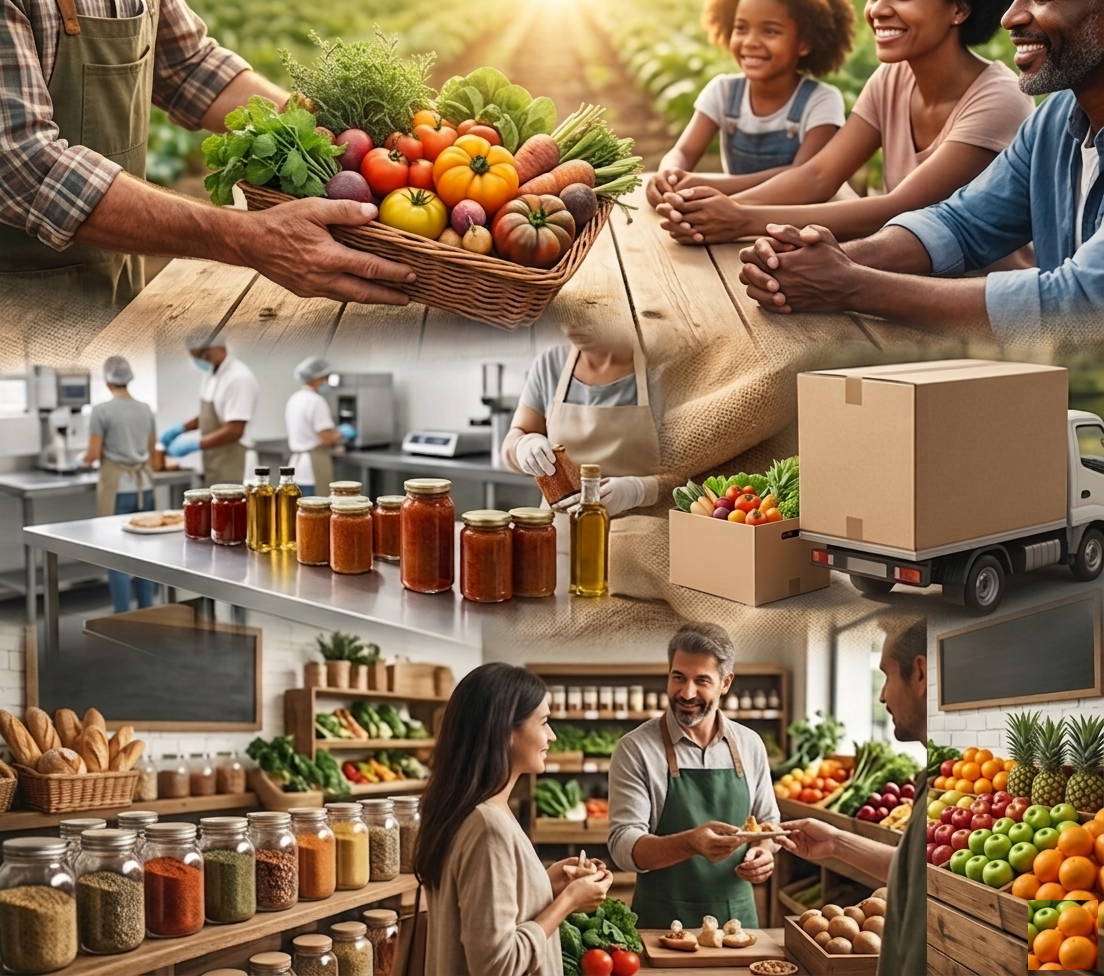 Produtor, indústria, distribuição, varejo e consumidor