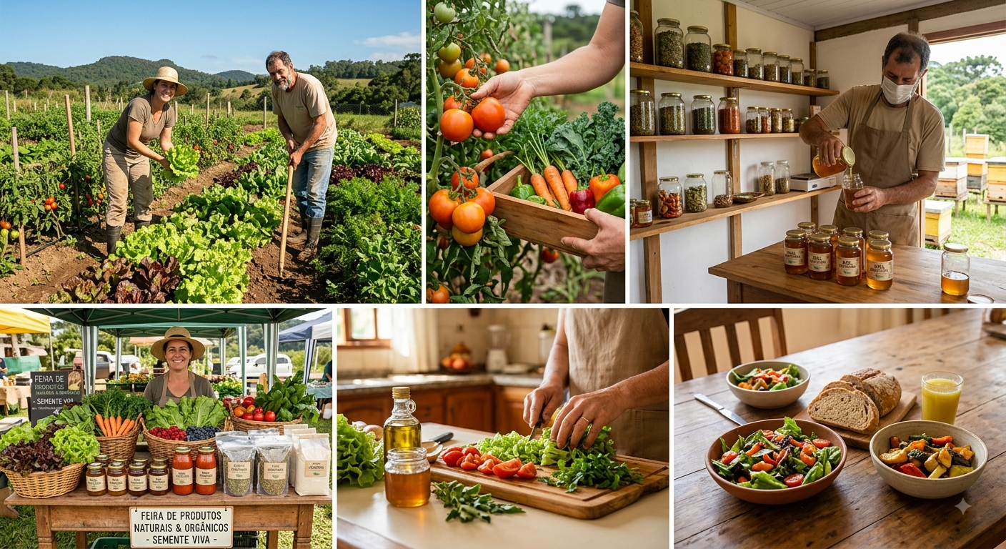 Produtores, feira de orgânicos e alimentação natural